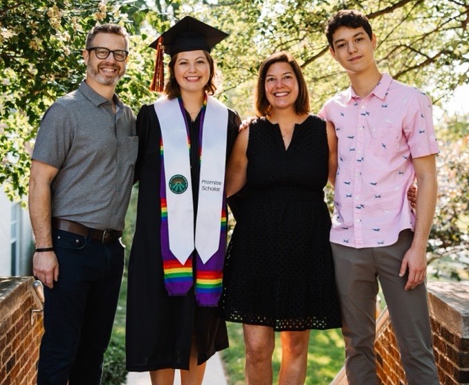 Suzanne Lepley , Director of Alumni Engagement, with her family at Commencement in 2025.
